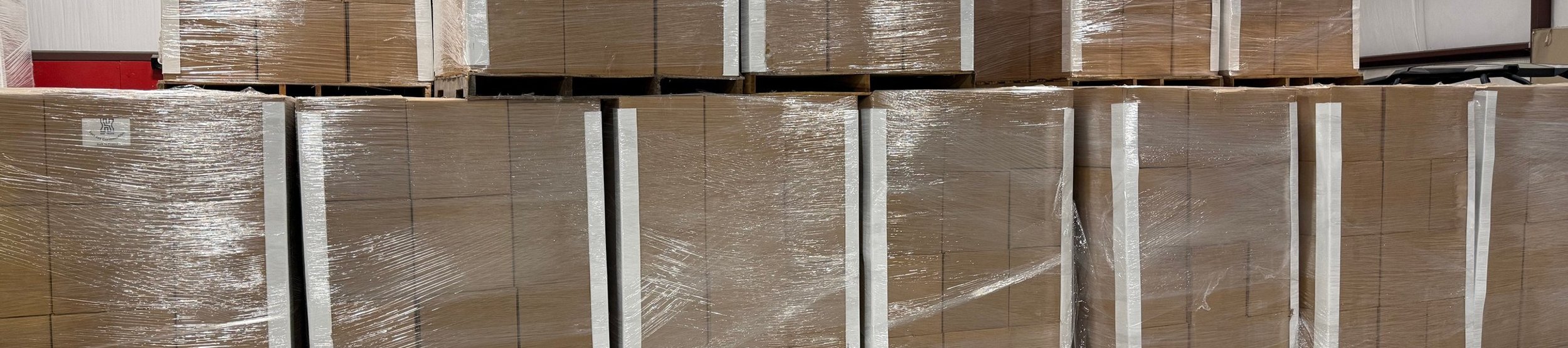 Pallets of Fortress Concrete Fiber in the SOBX Chemicals warehouse
